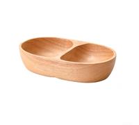 Bandeja de madera ovalada hecha a mano de goma natural con forma de barco para ensalada, aperitivos, decoración del hogar y cocina, marrón (F)