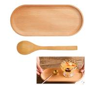 Bandeja de madera ovalada, pequeña decoración, 23 x 10 x 1,5 cm, ovalada, con cuchara, para cumpleaños, Navidad y aniversarios