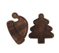 Bandeja de madera para árbol de Navidad, vajilla de madera hecha a mano, plato de postre de Navidad, organizador de alimentos festivos, bandeja decorativa para servir, plato de árbol de madera hecho a