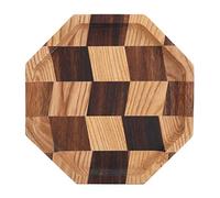 Bandeja de madera para comida Kuuleyn, plato de madera con patrón de rejilla, soporte para platos de frutas, bandeja de té, bandeja para servir pan y postre (20*20 black walnut + ash octagonal plate)
