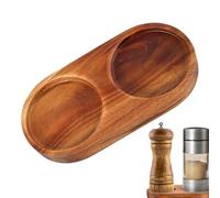Bandeja de madera para molinillos de pimienta - Soporte para molinillo de sal y pimienta, protector de comedor, práctico soporte para molinillos de menos de 2.4 pulgadas, evita manchas,