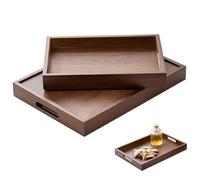 Bandeja de Madera para otomana 2 uds. Bandeja Rectangular de Madera de Nogal para Servir con asa para Organizador y decoración de Mesa