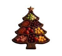 Bandeja de madera para servir árbol de Navidad con diseños multicapa, apta para lavavajillas, tabla de embutidos para queso, árbol de Navidad, plato de madera para servir