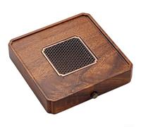 Bandeja de madera para servir, bandeja de té de madera de nogal maciza, con panel de drenaje extraíble y drenaje oculto, para preparación de té de oficina en casa (exquisita)