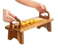 Bandeja de madera para servir - Base rústica elevada para exhibición de magdalenas de 41,9 x 13,97 cm, construcción duradera de madera maciza, acabado liso, fácil de transportar | Bandeja de comida de