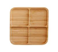 Bandeja de madera para servir con 4 compartimentos, bandeja dividida para alimentos, frutos secos, caramelos, almacenamiento de frutas, plato de pan, bandeja decorativa de madera dividida