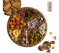 Bandeja de madera para servir rompecabezas con compartimentos extraíbles, plato de charcutería dividido para aperitivos, comidas familiares, fiestas, mesa de centro, artículos esenciales de cocina