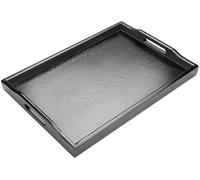 Bandeja de Madera Rectangular Negra Con Mango para Servir - Tabuleiro para Comida, Café, Té, Desayuno (40 x 28 x 4 cm)