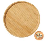 Bandeja de Madera Redonda, 12 Bandeja de Madera Redonda Suave con Grano de bambú, cómodos tableros de charcutería para Comida para Comer lágrimas