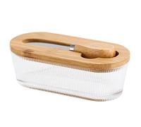 Bandeja de mantequilla - Contenedor de almacenamiento de vidrio Airtight de 300 ml | Clear Vintage Square Butter Dish With Lid For Quese, Mantequillas y Snacks, Food Storage For Refrigerator, Encimera