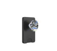 Bandeja de mármol espiral de mármol líquido azul y blanco negro PopSockets PopWallet para MagSafe