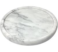 Bandeja de mármol natural, bandeja decorativa de piedra de mármol circular para mostrador, joyas, tocador, bandeja pequeña redonda blanca, 5-1/2 pulgadas de diámetro, (blanco)