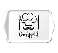 Bandeja de melamina de 13 x 21 cm con diseño Bon Appétit - para decorar y servir - Bandeja pequeña para desayunar brunch cenas - Decoración de mesa de cocina Bistro Comida - Bandeja decorativa moderna