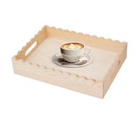 Bandeja de mesa de centro - organizador decorativo de madera con borde punteado | Soporte de exhibición rústico con asas para joyas, aperitivos, pieza central en la sala de estar, cocina o entrada