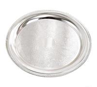 Bandeja de metal de lujo Elegante placa de hierro para postre Snack Tarde té Plato decorativo 20cm Oro (Plata)