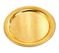 Bandeja de metal de lujo Elegante placa de hierro para postre Snack Tarde té Plato decorativo 20cm Oro (dorado)