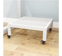 Bandeja de metal para plantas con ruedas, bandeja rodante para interiores y exteriores, soporte para macetas de 35 cm, carrito de jardín móvil para un fácil cuidado de las plantas, color blanco