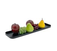 Bandeja de metal para velas, color negro, 50 cm x 13 cm, bandeja decorativa rectangular con borde