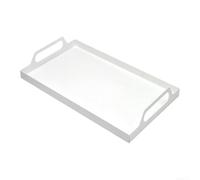Bandeja de metal portátil para servir alimentos, tabla de regazo de acero resistente con asas de agarre, ideal para bandejas de sofá, preparación de comidas, fácil de limpiar, blanco (blanco pequeño)