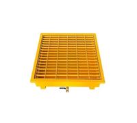 Bandeja de metal resistente con bandeja de goteo, drenaje y ruedas para almacenamiento industrial (amarillo, 25.6 x 25.6 x 9.4 pulgadas)