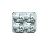 Bandeja de molde de silicona Hippo, diseño de corazón de 4 cavidades, uso multiusos para chocolate, caramelo, cubo de hielo y gelatina