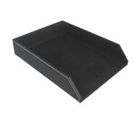 Bandeja de Papel A4 para Escritorio, Organizador Moderno de PU Negro | Archivo y Orden de Documentos, Diseño Actual, Ayuda a Liberar Espacio, Uso en Oficina y Mesa