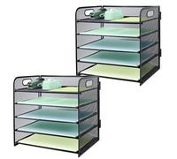 Bandeja de papel para cartas con asa, organizador de archivos de escritorio de malla metálica de 5 niveles, bandejas de archivo de escritorio de papel A4, soporte de documentos para revistas en casa