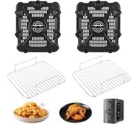 Bandeja de parrilla Air Fryer para Ninja SL400EU Doble Stack XL 2 Compartimentos - Juego de 2 Accesorios de repuesto con rejilla de cocción para freidora de aire caliente - Accesorios Air Fryer Ninja