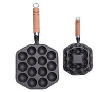 Bandeja de parrilla - Placa de cocción para bolas de pulpo | Sartén de hierro fundido con superficie sin y diseño de 14 hoyos para el campamento al aire libre recetas de albóndigas para