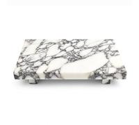 Bandeja de pedestal de mármol para organizadores de perfumes | Bandeja decorativa de piedra Calacatta Viola de 25 cm para decoración de mostrador de baño y aparador