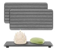 Bandeja de piedra absorbente de agua, 2 unidades, para lavabo, jabonera, fregadero, secado rápido (gris)