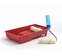 Bandeja de pintura (kit antigoteo) | 1 montura | 2 patas de conejo rayadas amarillo | ancho 100 mm | Pintura rodapiés radiadores superficies planas carcasas barcas | Kibros IB_L101c