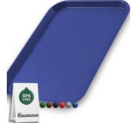 Bandeja de plástico azul - 45,5 × 35,5 cm - Bandeja rectangular resistente para cantina, comida rápida y gastronomía - Antideslizante - Apilable - Apto para lavavajillas - Bandeja reutilizable