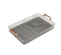 Bandeja de plástico con asas, bandeja de desayuno reutilizable de plástico, bandeja de plástico de drenaje integrada, bandejas rectangulares para servir, bandejas antideslizantes para alimentos,