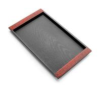 Bandeja de plástico para Servir Alimentos de Alimentos Antideslizante Superior e Inferior Bandeja pequeña con Asas de Agarre para Comer cenas Bebidas té Fiesta Rectangular Negro (32 x 19 cm)