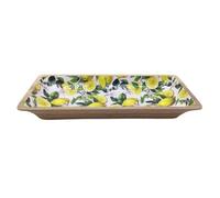 Bandeja de presentación, taza vacía, bolsillo de madera rectangular, 33 cm, decoración de limones mediterráneo