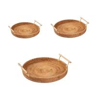 Bandeja De Ratán 3 Piezas, Tejida A Mano, For Almacenamiento Escritorio, Cesta For Pan Y Fruta, Dim Sum, Picnic, Sencilla For Servir para Hogar