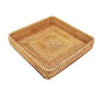 Bandeja de Ratán, Bandeja de Ratán para Servir, Bandeja Tejida Rectangular, Cestas Decorativas de Mimbre para Servir, Cesta de Almacenamiento de Aperitivos Tejida a Mano para Organización de(M)