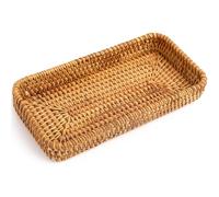 Bandeja de ratán Rectangular Tejida de 21 x 11 x 4 cm Cesta pequeña de Mimbre para el hogar la Oficina y el Comedor.