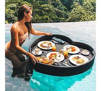 Bandeja de ratán Tejida para Servir, Bandeja de Comida con Asas, Bandeja Flotante de Lujo para Servir, Mesa, Bar, Piscina, Bandeja Flotante para Servir Bebidas, Brunch y Comida en el Agua.