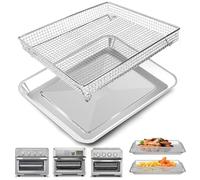 Bandeja de repuesto para freidora de aire Cuisinart TOA-60 TOA-65 TOA-70, horno de convección, freidora de aire de malla de 12.2 x 11 pulgadas, cesta de alambre de acero inoxidable, accesorios de