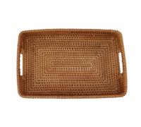Bandeja de Servicio con Asas, Bandeja Decorativa Rectangular de ratán de Gran Capacidad para Frutas, postres y Aperitivos, Fuente de Servicio Hecha a Mano y respetuosa con el Medio (l)