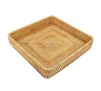 Bandeja de Servicio de Ratán Rectangular, Cesta de Mimbre Tejida a Mano Para Organización y Almacenamiento de Mesa (M)