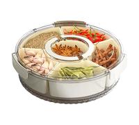 Bandeja de servicio dividida con tapa, transparente - de almacenamiento con asa, para aperitivos de en casa, frutas, aperitivos, queso, verduras, galletas,