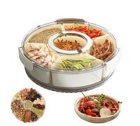 Bandeja de servicio dividida, de gran capacidad, transparente, con tapa y asa para bandeja de frutas, para aperitivos de en casa, frutas, aperitivos, queso, verduras, galletas,