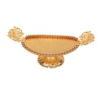 Bandeja de Servicio Ovalada Dorada grabada, Bandeja de Servicio para Bebidas de aleación para Bodas y Uso en el hogar, Bandeja Decorativa para café y Frutas con Textura Elegante