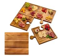 Bandeja de servir - Bandeja de servir decorativa con asas, recipiente grande de madera, para servir puzles, cuencos decorativos | Tabla de cortar para embutidos de madera para carne, frutas, quesos