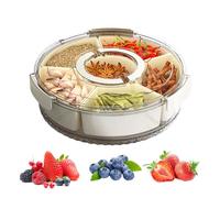 Bandeja De Servir Compartimentada, Transparente, Recipiente con Asa para Bocadillos, para Casa Cocina Oficina Coche Viaje Aire Libre Picnic Camping Playa Deporte Eventos Escuela