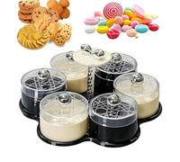 Bandeja de Servir con Compartimentos,Bandeja Giratoria Dividida para Frutos Secos | de Frutas con Tapa - Para Niños, Adultos, Viajes, Picnic, Catering, Eventos, y Buffets