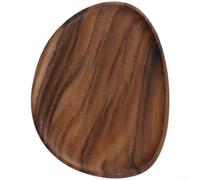 Bandeja de servir de madera de nogal hecha a mano, plato de frutas de forma irregular para aperitivos, postres y servicio de té, plato de madera de grano natural con borde poco profundo, 30 x 12 x 2